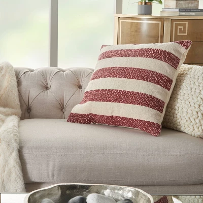 20"x20" Oversize Striped Print Square Throw Pillow Red - Mina Victory 1 20"x20" Oversize Striped Print Square Throw Pillow Red - Mina Victory