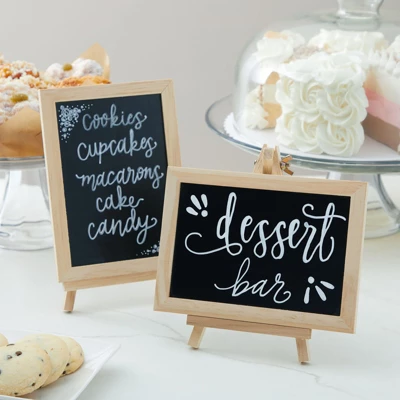 Juvale 6-Pack Mini Chalkboard Signs With Easel Stand For Table Decorations, Restaurant Food Display, Message Boards, Small Business, 7x7x4 In 2 Juvale 6-Pack Mini Chalkboard Signs With Easel Stand For Table Decorations, Restaurant Food Display, Message Boards, Small Business, 7x7x4 In - Image 2