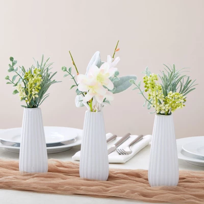 Juvale Set Of 6 White Ceramic Bud Vases For Flowers, Centerpieces, Home Decor, 1 X 6 In 2 Juvale Set Of 6 White Ceramic Bud Vases For Flowers, Centerpieces, Home Decor, 1 X 6 In - Image 2