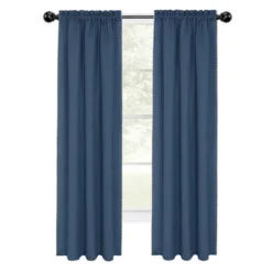 Kate Aurora 2 Piece Hamptons Coastal Living Textured Semi Sheer Rod Pocket Curtain Panels