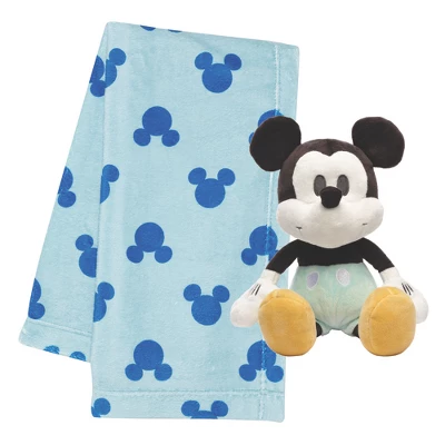 Lambs & Ivy Disney Baby Mickey Mouse Blanket & Plush Baby Gift Set - Blue 6 Lambs & Ivy Disney Baby Mickey Mouse Blanket & Plush Baby Gift Set - Blue - Image 6