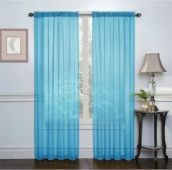Kate Aurora Basic 2 Pack Sheer Voile Home Window Curtains