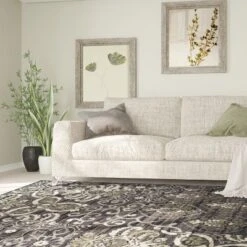 Modern Floral Damask Indoor Area Rug Or Runner By Blue Nile Mills