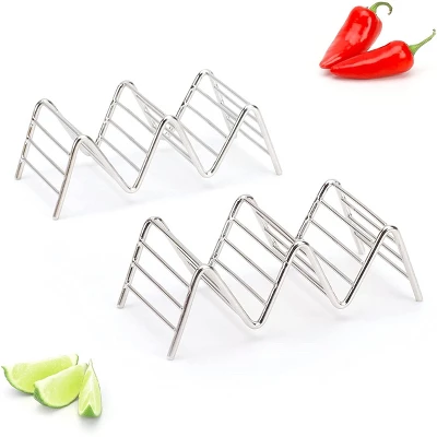 2 Lb Depot Premium Stainless Steel Stackable Taco Holders - Holds 2-5 Hard Or Soft Tacos, Five Styles Available - Set Of 2 2 2 Lb Depot Premium Stainless Steel Stackable Taco Holders - Holds 2-5 Hard Or Soft Tacos, Five Styles Available - Set Of 2 - Image 2