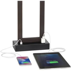 360 Lighting Todd Modern Table Lamp 30" Tall Bronze Rectangular With USB And AC Power Outlet In Base Oatmeal Fabric Shade For Living Room Office House -Home Furnishing Store GUEST 0d9b5a5f ec91 4f07 9489 4d73016aff8d