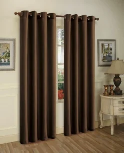 J&V TEXTILES 2 Panels Solid Grommet Faux Silk Window Curtain Drapes Treatment 58" Wide And 84" Length (Black) -Home Furnishing Store GUEST 0dba691a 1a8d 4d2d 892f 165749891e76