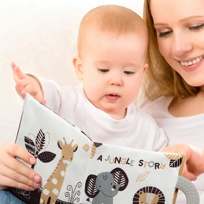 Lambs & Ivy Jungle Story Developmental Soft Book & Lion Plush Toy Gift Set 4 Lambs & Ivy Jungle Story Developmental Soft Book & Lion Plush Toy Gift Set - Image 4