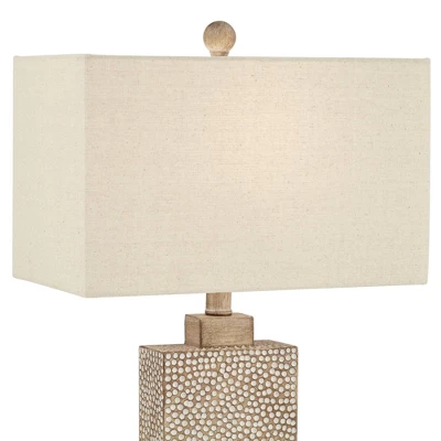 360 Lighting Caldwell Rustic Farmhouse Table Lamps 26 3/4" High Set Of 2 Earth Tone Hammered Oatmeal Fabric Rectangular Shade For Bedroom Living Room 3 360 Lighting Caldwell Rustic Farmhouse Table Lamps 26 3/4" High Set Of 2 Earth Tone Hammered Oatmeal Fabric Rectangular Shade For Bedroom Living Room - Image 3