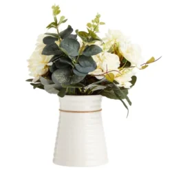 Farmlyn Creek 4 Piece Artificial White Roses, Fake Faux Flowers Plants With Ceramic Vase For Indoor Spring Home Decor -Home Furnishing Store GUEST 15fb7d2a 57a7 4e94 b760 cfd3306e8e2b
