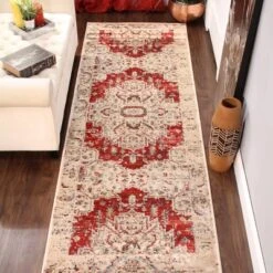 Vintage Distressed Medallion Indoor Area Rug Or Runner By Blue Nile Mills