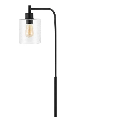 60" Iron/Seeded Glass Axel Farmhouse Industrial Floor Lamp (Includes LED Light Bulb) Black - JONATHAN Y 1 60" Iron/Seeded Glass Axel Farmhouse Industrial Floor Lamp (Includes LED Light Bulb) Black - JONATHAN Y