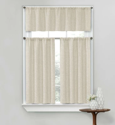 Kate Aurora Complete Textured 3 Piece Cafe Kitchen Curtain Tier & Valance Set 5 Kate Aurora Complete Textured 3 Piece Cafe Kitchen Curtain Tier & Valance Set - Image 5