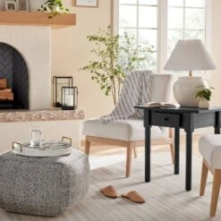 Wood Turned Leg Accent Table With Drawer - Black - Hearth & Hand™ With Magnolia