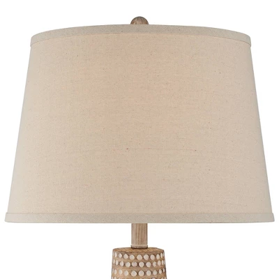 Regency Hill Glenn Rustic Farmhouse Table Lamps 27" Tall Set Of 2 Dappled Sandy Beige Oatmeal Fabric Drum Shade For Bedroom Living Room Bedside Office 2 Regency Hill Glenn Rustic Farmhouse Table Lamps 27" Tall Set Of 2 Dappled Sandy Beige Oatmeal Fabric Drum Shade For Bedroom Living Room Bedside Office - Image 2