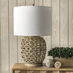 NuLOOM Bristol 24" Rattan Table Lamp Lighting - Tan 23.5" H X 15" W X 15" D -Home Furnishing Store GUEST 1f89bc6e 43a5 4f1c b751 2d7ce0edb83b