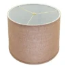 ALUCSET LLA-S1908 Soft Linen Burlap Drum Lampshades W/ Harp Support & Spider Mode Installation For Table Lamps And Floor Lights, Set Of 2, Light Brown