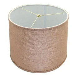 ALUCSET LLA-S1908 Soft Linen Burlap Drum Lampshades W/ Harp Support & Spider Mode Installation For Table Lamps And Floor Lights, Set Of 2, Light Brown