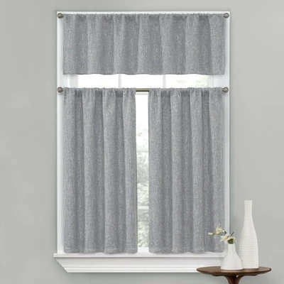 Kate Aurora Complete Textured 3 Piece Cafe Kitchen Curtain Tier & Valance Set 3 Kate Aurora Complete Textured 3 Piece Cafe Kitchen Curtain Tier & Valance Set - Image 3