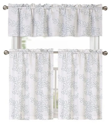 Kate Aurora Shabby Living Brielle Complete 3 Piece Embroidered Floral Cafe Kitchen Curtain Tier & Valance Set 3 Kate Aurora Shabby Living Brielle Complete 3 Piece Embroidered Floral Cafe Kitchen Curtain Tier & Valance Set - Image 3