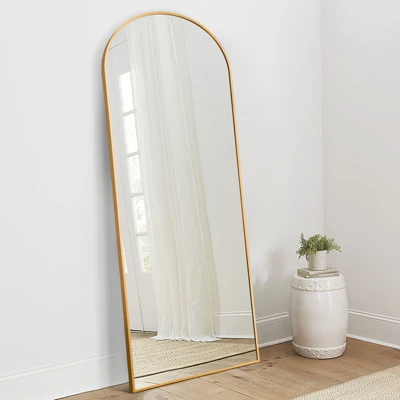 Malinda 64" X 21" Arched Free Standing Body Mirror, Metal Framed Full Length Wall Mirror, Large Floor Mirror - The Pop Home 1 Malinda 64" X 21" Arched Free Standing Body Mirror, Metal Framed Full Length Wall Mirror, Large Floor Mirror - The Pop Home