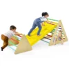 Costway 3 In 1 Kids Climbing Ladder Set 2 Triangle Climbers W/Ramp For Sliding & Climbing