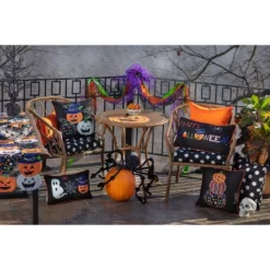 11.5"x18.5" Indoor Halloween Boo Friends Black Rectangular Throw Pillow - Pillow Perfect -Home Furnishing Store GUEST 28b28dd4 55d5 448d 9de7 e386cdcb3462