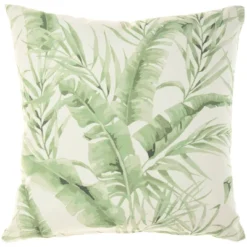 18"x18" Reversible Indoor/Outdoor Banana Leaf And Chevron Print Square Throw Pillow - Mina Victory -Home Furnishing Store GUEST 29525edd 7e10 4307 a2bb 40eeb9c53b34
