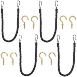 4-Pack Black Cotton Window Curtain Tiebacks Tie Back With 8 Hooks, 26" Holdbacks Rope For Drapes 13 4-Pack Black Cotton Window Curtain Tiebacks Tie Back With 8 Hooks, 26" Holdbacks Rope For Drapes -Home Furnishing Store GUEST 2a4c193c 5541 402e a78e 25da87836ee8