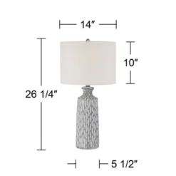 360 Lighting Patrick Modern Coastal Table Lamp 26 1/4" High Gray White Wash Geometric Ceramic Drum Fabric Shade For Bedroom Living Room Bedside Office -Home Furnishing Store GUEST 2d5b0cf3 a0d6 483b 8d5c e2708d91b063