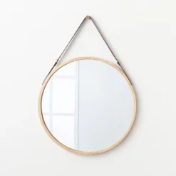 26" Wood Mirror With Pleather Strap Hanger - Threshold™ Designed With Studio McGee -Home Furnishing Store GUEST 2dcb4778 974a 4df9 97e6 162547563357