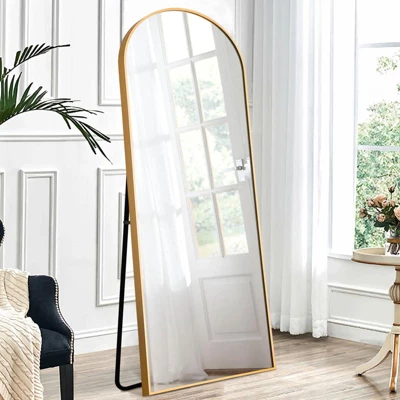 Malinda 64" X 21" Arched Free Standing Body Mirror, Metal Framed Full Length Wall Mirror, Large Floor Mirror - The Pop Home 6 Malinda 64" X 21" Arched Free Standing Body Mirror, Metal Framed Full Length Wall Mirror, Large Floor Mirror - The Pop Home - Image 6