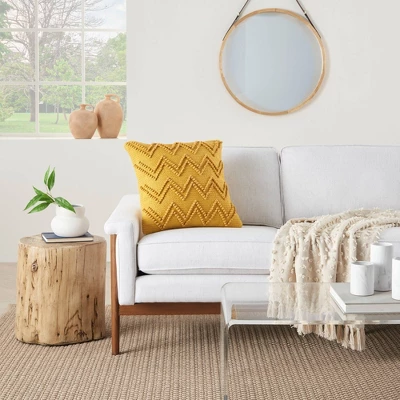 18"x18" Life Styles Chevron Loops Square Throw Pillow Yellow - Mina Victory 1 18"x18" Life Styles Chevron Loops Square Throw Pillow Yellow - Mina Victory