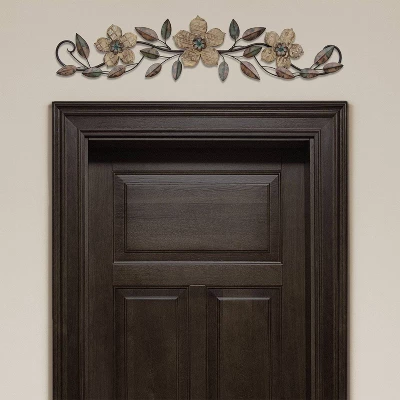 38" X 9" Floral Patterned Wood Over The Door Wall Decor Black - Stratton Home Decor 2 38" X 9" Floral Patterned Wood Over The Door Wall Decor Black - Stratton Home Decor - Image 2