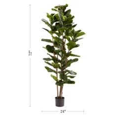 Fiddle Leaf Fig Tree - 72-Inch Fake Plant With Pot And Natural Feel Leaves For Home Or Office - Artificial Plants Decor For Indoors By Pure Garden