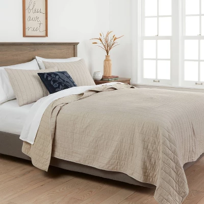 Herringbone Flannel Quilt Beige - Threshold 1 Herringbone Flannel Quilt Beige - Threshold