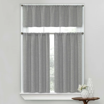 Kate Aurora Complete Textured 3 Piece Cafe Kitchen Curtain Tier & Valance Set 1 Kate Aurora Complete Textured 3 Piece Cafe Kitchen Curtain Tier & Valance Set