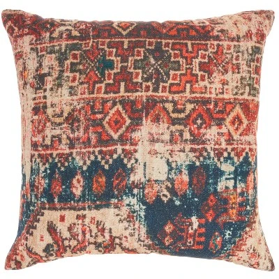Persian Print Square Throw Pillow Red - Nicole Curtis 6 Persian Print Square Throw Pillow Red - Nicole Curtis - Image 6