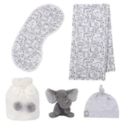 5 Piece Gray/White Luxury Soft Baby Gift Bag For Infant/Newborn