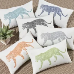 Mina Victory Outdoor Raised Print Leopard Lumbar Throw Pillow -Home Furnishing Store GUEST 3e6f02a2 60bc 4959 b882 c9245024f331