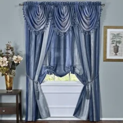 GoodGram Royal Ombre Crushed Semi Sheer Tie Up Single Window Curtain Shade