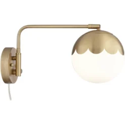 360 Lighting Kelowna Mid Century Modern Swing Arm Wall Lamp Brass Plug-in Light Fixture Globe Glass Shade For Bedroom Bedside Living Room Reading Home 11 360 Lighting Kelowna Mid Century Modern Swing Arm Wall Lamp Brass Plug-in Light Fixture Globe Glass Shade For Bedroom Bedside Living Room Reading Home -Home Furnishing Store GUEST 4299e71a d79a 43be b329 edc2b283d37e