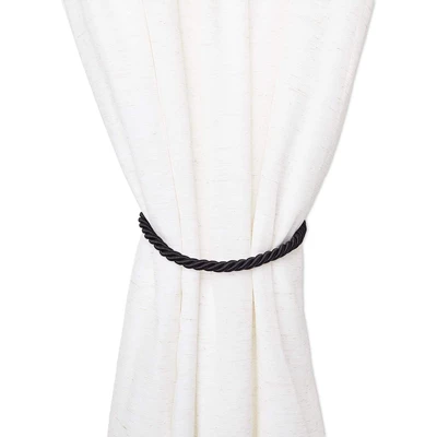 4-Pack Black Cotton Window Curtain Tiebacks Tie Back With 8 Hooks, 26" Holdbacks Rope For Drapes 2 4-Pack Black Cotton Window Curtain Tiebacks Tie Back With 8 Hooks, 26" Holdbacks Rope For Drapes - Image 2