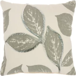 20"x20" Oversize Embroidered Leaves Square Throw Pillow - Mina Victory -Home Furnishing Store GUEST 4546aea5 6e30 4f55 b54f 020f8fa31861