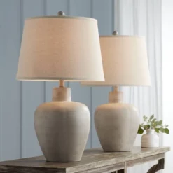 Regency Hill Glenn Rustic Country Cottage Table Lamps 27" Tall Set Of 2 Brushed Gray Terra Cotta Beige Fabric Shade For Bedroom Living Room Nightstand 15 Regency Hill Glenn Rustic Country Cottage Table Lamps 27" Tall Set Of 2 Brushed Gray Terra Cotta Beige Fabric Shade For Bedroom Living Room Nightstand -Home Furnishing Store GUEST 47d0c031 375f 45d2 a794 775d4fee2b90