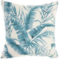 18"x18" Reversible Indoor/Outdoor Banana Leaf And Chevron Print Square Throw Pillow - Mina Victory -Home Furnishing Store GUEST 4a107dd0 cc69 4850 86ab 8f13760bfc69