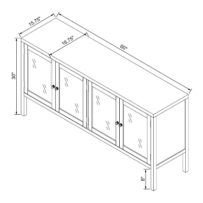 Wood & Glass 4-Door Sideboard Buffet Cabinet - Brown - Hearth & Hand™ With Magnolia 7 Wood & Glass 4-Door Sideboard Buffet Cabinet - Brown - Hearth & Hand™ With Magnolia - Image 7