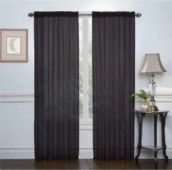 GoodGram 2 Piece Rod Pocket Elegant Sheer Voile Curtain Panels