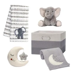 Lambs & Ivy Gray 5-Piece Baby Gift Basket For Baby Shower/Newborn Welcome Home