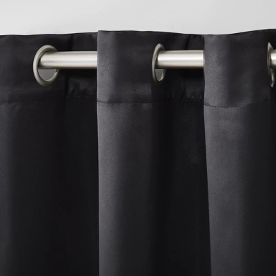 Estate View Seville Solid Room Darkening Grommet Top Curtain Panel Pair, 38"x84", Black 3 Estate View Seville Solid Room Darkening Grommet Top Curtain Panel Pair, 38"x84", Black - Image 3