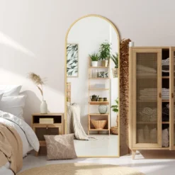 Serio 65" Height X 22" Width Oversize Arch-Crowned Top Full Length Floor Mirror With Stand-The Pop Home